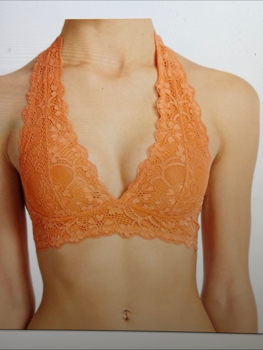 Intimately Free People Coral Halter Lace Bralette SzM